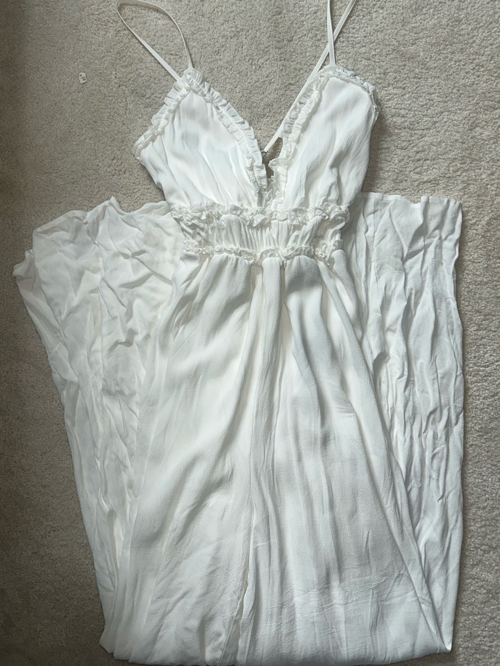 White V-Neck Jumpsuit